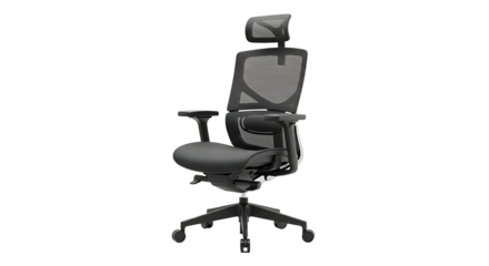 Ergonomic mesh office chair, designed for comfort and support during long working hours. Promotes good posture.