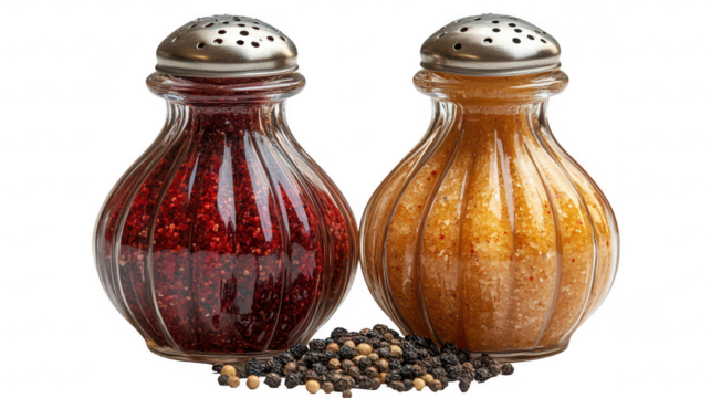 Glass salt and pepper shaker isolated on transparent background
