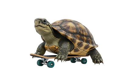Naklejka premium A turtle on a skateboard glides with reptilian coolness, showing shell-shocking tricks and defying expectations. 