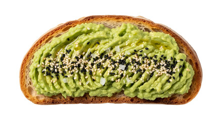 Top-down shot of Avocado toast with sesame seeds. Tasty and healthy snack or appetizer. Delicious and nutritious.