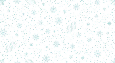 Light blue snowflakes and dots pattern on white background for winter holidays and celebrations