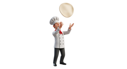 Enthusiastic chef tossing pizza dough with skill and joy, ready to craft a delicious meal in the kitchen.
