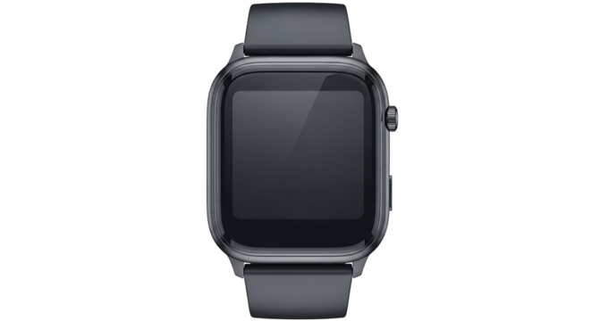 Sleek smartwatch featuring a gray finish and a black screen, a perfect blend of style and technology on the wrist.