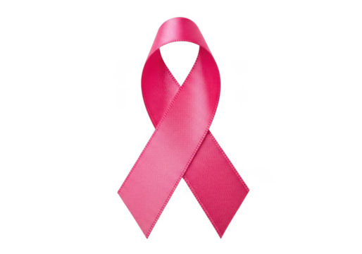 A pink ribbon symbolizing breast cancer awareness, isolated on transparent background
