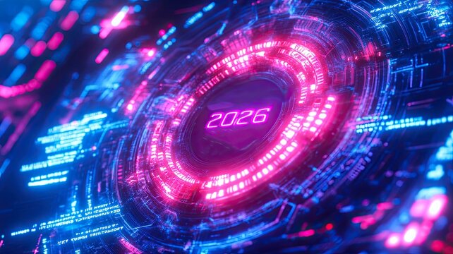 Neon digital display for 2026 - Powered by Adobe