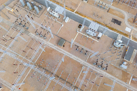 Aerial view of a modern power station