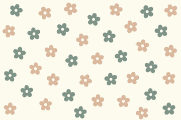 Minimalist Floral Pattern Wallpaper Seamless Scandinavian Retro Flower Backdrop