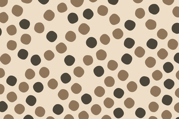Seamless Hand-Drawn Polka Dot Background Diagonal Brown Spotted Pattern