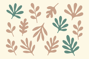 Botanical Leaves Pattern Abstract Modern Art Beige Sage Green Khaki Nature Background