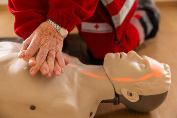 Hands-on CPR training with mannequin