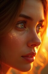 Fractal Awakening — Ultra-Realistic Portrait of a Woman with Glowing Eyes