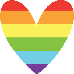 Rainbow Heart Shape Transparent Background Symbolizing Love and Diversity in Pride Celebration Colors