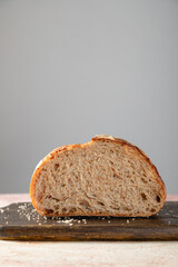 Close-up of Artisan Sourdough Bread on Cutting Board