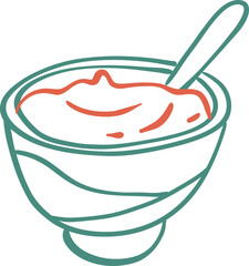 Healthy Breakfast Line Icon Doodle Illustration