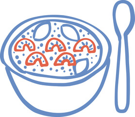 Healthy Breakfast Line Icon Doodle Illustration