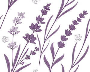 Elegant Lavender Flower Pattern Background with Delicate Floral Elements and Beautiful Violet Tones for Textiles and Prints