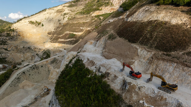 Alpine marble quarry in the Italian mountains