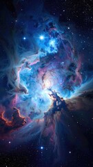 Obraz premium A luminous stellar nursery with brilliant blue and magenta cosmic clouds