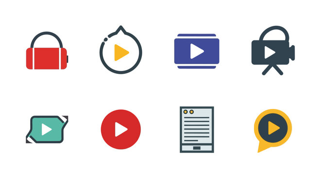 Minimalist multimedia icons for video and audio applications