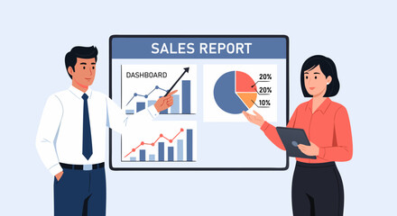 Sales Team Presentation Analyzing Charts and Graphs to Drive Business Growth and Strategy