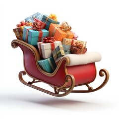 A red sleigh filled with presents