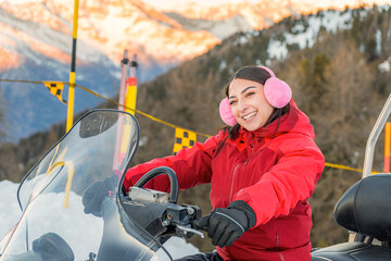 Snowmobile adventure in the Italian Alps winter wonderland