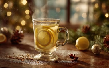 A glass of lemonade with a lemon slice in it