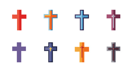 Obraz premium Colorful christian crosses collection in flat design