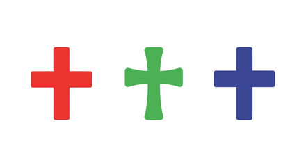 Obraz premium Colorful minimalist cross symbols set on white background