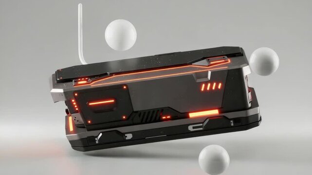 Futuristic stapler on neutral backdrop