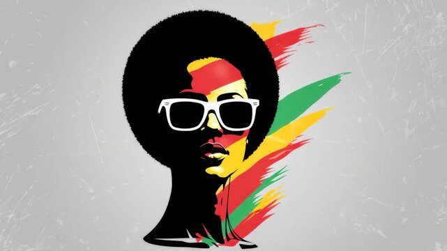 African continent silhouette with woman's profile, celebration of Black History Month, vibrant heritage expression, unity and pride, cultural diversity and empowerment, honoring African roots