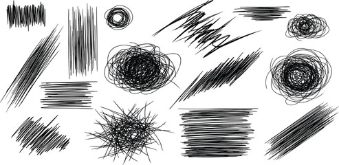 Abstract pencil sketch textures and grunge doodle marks for creative graphic design concepts