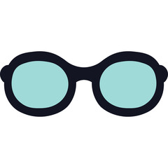 Fototapeta premium Round Blue Eyed Glasses With Thick Black Frames Simple Minimalist Icon Graphic Element On Transparent Background For Design