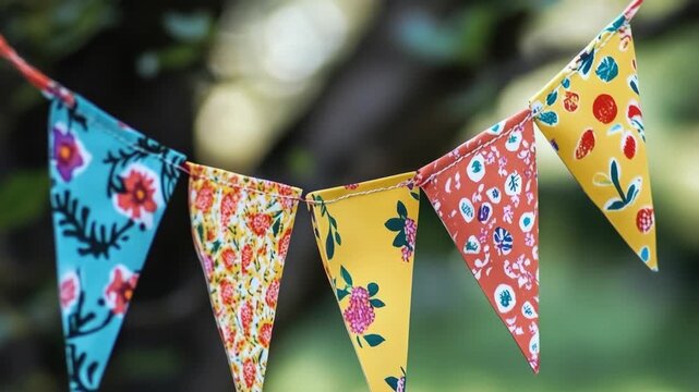 Colorful Fabric Triangle Flags