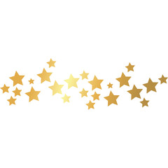 Scattered Golden Stars on Transparent Background Festive Celebration Element