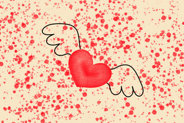 Valentine heart illustration with joyful red pattern