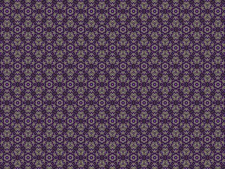 Intricate geometric pattern with purple and olive creates a vibrant background.