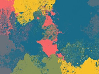 An abstract background with blue, yellow, red, and green color blocks.