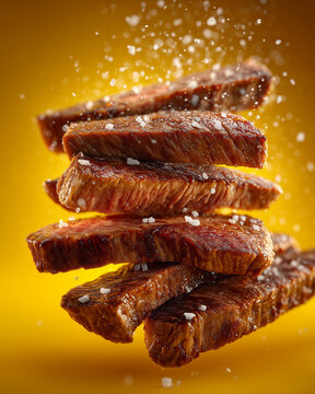 smoked meat flying jn the air