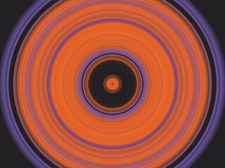 Concentric circles in orange and purple create a mesmerizing, hypnotic pattern.