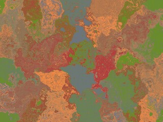 Abstract marbled texture with a blend of earthy green, red, and orange.