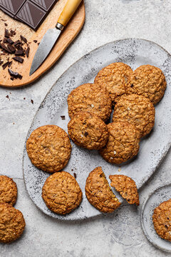 Homemade oat cookies with chocolate delight