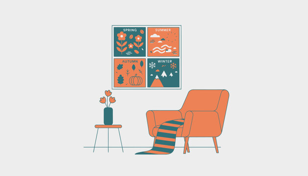 A quiet corner of a room showcasing a vision board with seasonal themes where dreams are refreshed regularly.