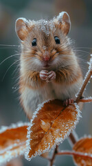 A macro close-up of a tiny field mouse 