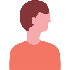 Silhouette Profile Of A Person Wearing A Coral T-shirt And Light Pink Neck With A Dark Red Head And Short Hair Against A Transparent Background