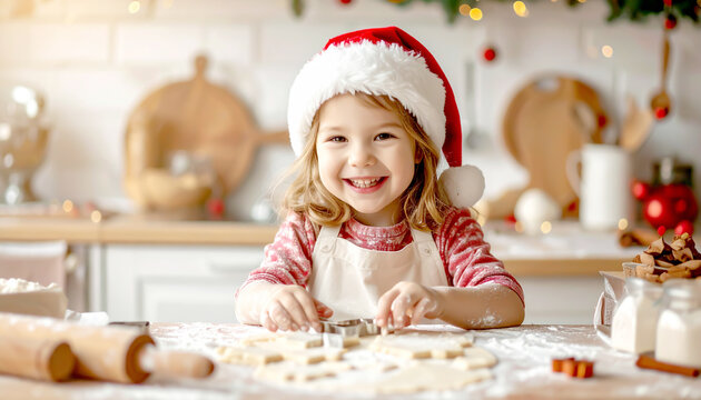 Kind backt Plätzchen, Weihnachtszeit  - Powered by Adobe