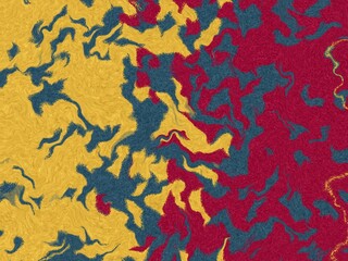 An abstract blend of yellow, blue, and red creates a swirling effect.