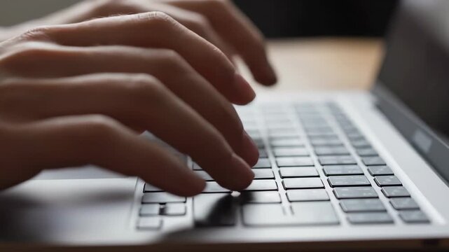 Hands Typing on Laptop Keyboard Design for Efficient Workflow & Productivity