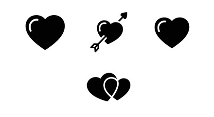 Minimalist heart icons with arrow and interlocking design for love themes