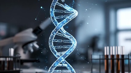 Futuristic DNA strand in scientific laboratory setting - Powered by Adobe